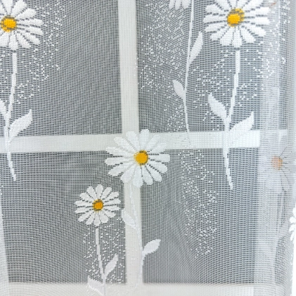 Margaret - Fehér színű jacquard függöny, margaréta mintával egyedi méretre varrva