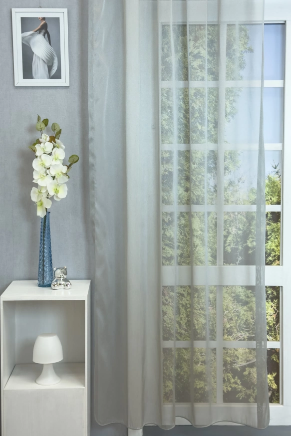 Perla - Ezüstszürke színű gyöngyházfényű jacquard függöny Perla/300/05