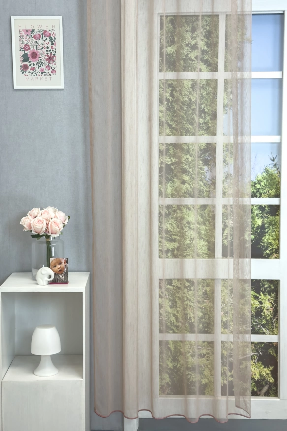 Púderrózsaszín lángálló sablé függöny 1080/315/08FR