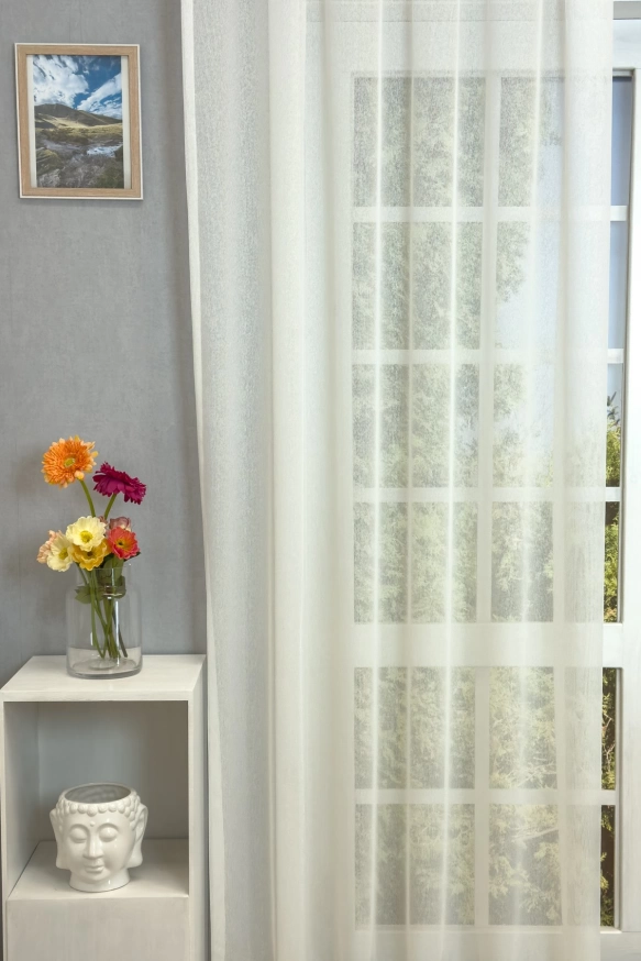Ekrü színű, szálbeszövéses prémium sablé függöny 1670579360