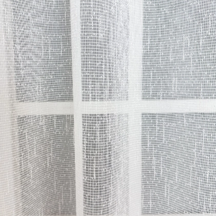 Eindhoven - Fehér színű rácsmintás szálbeszövéses jacquard függöny  egyedi méretre varrva