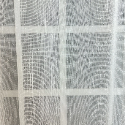 Eindhoven - Ekrü színű rácsmintás szálbeszövéses jacquard függöny  egyedi méretre varrva