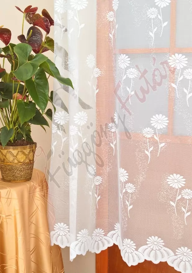 Fehér színű jacquard virágmintás függöny  7030 f. jacquard 180 cm