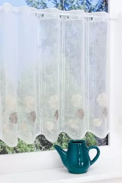 Mákvirágos himzett vitrázs függöny egyedi méretre varrva