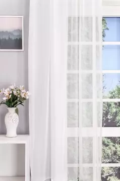 Liliána-Fehér színű félorganza függöny,300cm egyedi méretre varrva
