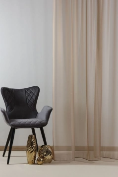 Liliána-Nugát barna színű félorganza függöny,300cm egyedi méretre varrva