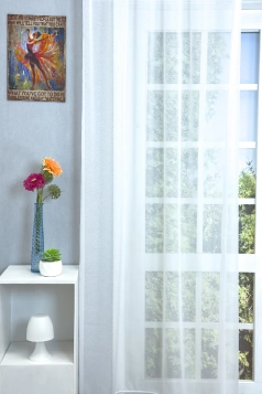 Odette - Fehér színű szórt mintás sablé függöny egyedi méretre varrva