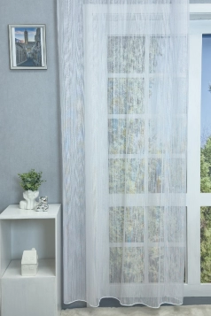 Fehér színű jacquard függöny csillogó ezüst szálbeszövéssel egyedi méretre varrva