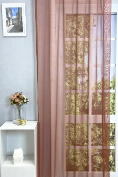 Platina - Terrakotta színű fényes félorganza függöny  egyedi méretre varrva