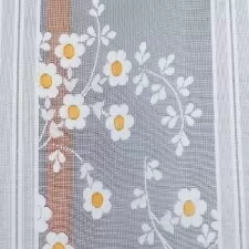 Fehér alapon sárga virágmintás jacquard vitrázs függöny  egyedi méretre varrva