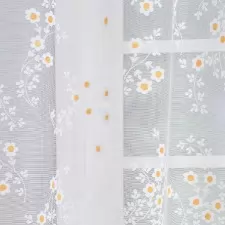 Fehér alapon sárga virágmintás jacquard függöny  egyedi méretre varrva