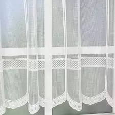 Szőttes mintás jacquard vitrázs függöny egyedi méretre varrva
