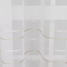 Vízszintes, ekrü csíkos fehér sable függöny egyedi méretre varrva