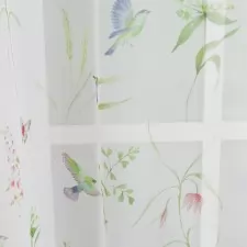 Mezei virágos, madaras, nyomott mintás voile  függöny, ólomzsinóros egyedi méretre varrva