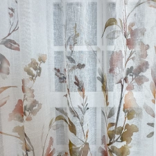 Verbena - Barna nyomott levélmintás ecrü színű sablé függöny