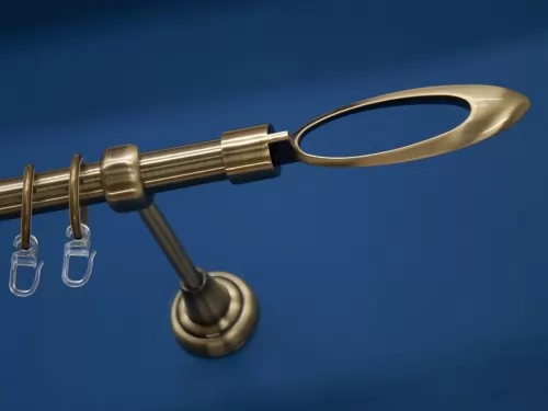 Omikron antik arany egysoros fém függönykarnis-garnitúra, 200 cm, átm. 19 mm