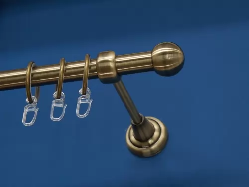 Béta antik arany egysoros fém függönykarnis-garnitúra, 160 cm, átm. 19 mm