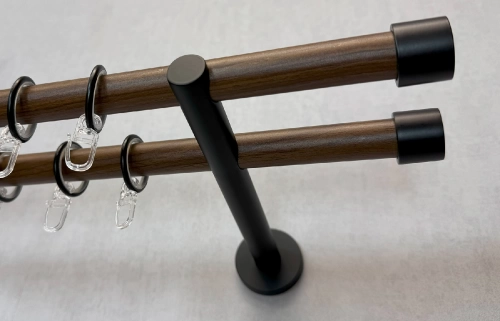 Alfa – arabica barna, kétsoros fém függönykarnis-garnitúra, 160 cm, átm. 19 mm