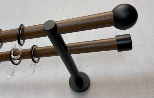 Beta – arabica barna, kétsoros fém függönykarnis-garnitúra, 160 cm, átm. 19 mm