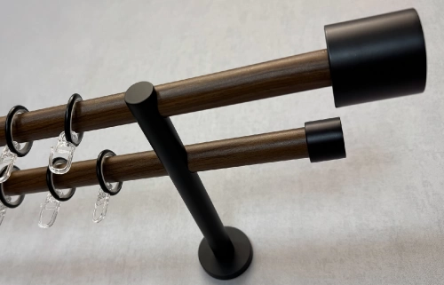 Tobacco – arabica barna, kétsoros fém függönykarnis-garnitúra, 160 cm, átm. 19 mm