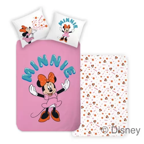 Disney: Minnie 2 részes, nyomott mintás 100% pamut ágyneműhuzat 140x200+50x70 cm méretben