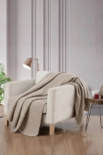 Athos - Bézs színű puha anyagú pléd 150x200 cm