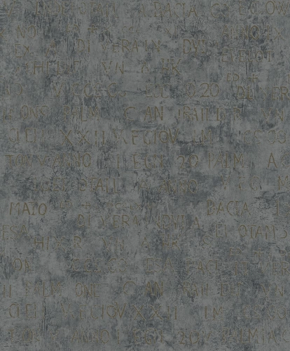 Sötétszürke színű grafika vagy felirat mintás vlies tapéta, Marburg Jackie 6824-50