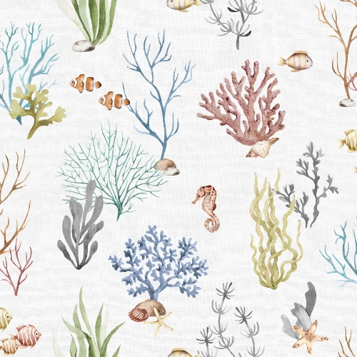Színes gyerek tapéta tengeri élőlényekkel Coral Multicolor 53 cm x 10 m