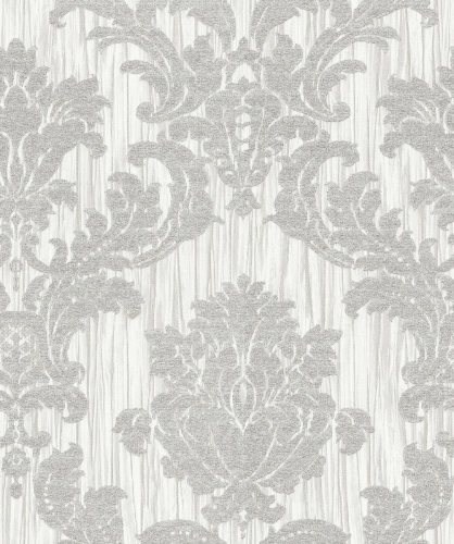 Bézs-ezüst színű barokk mintás Vlies-vinyl tapéta, Maison Luxe 17729