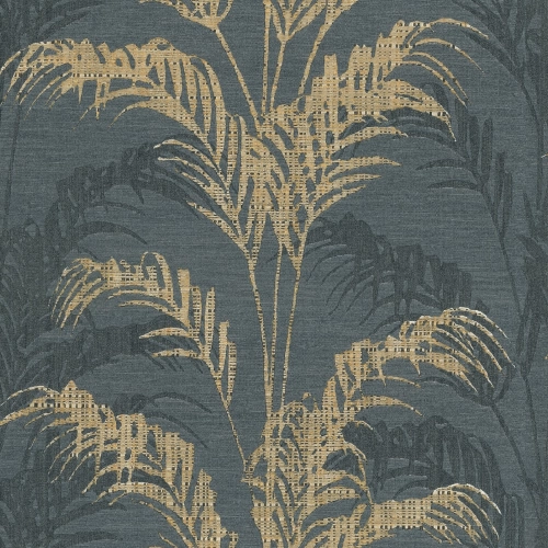 Sötétszürke-bézs színű levélmintás Vlies-vinyl tapéta, Maison Luxe 17741