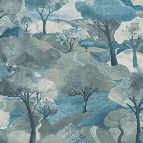 Kék és szürke alapon fás Vlies tapéta, Gentle 10433-07