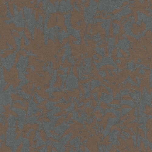 Sötét szürke alapon sötét barna levélmintás Vlies tapéta, Gentle 10435-47