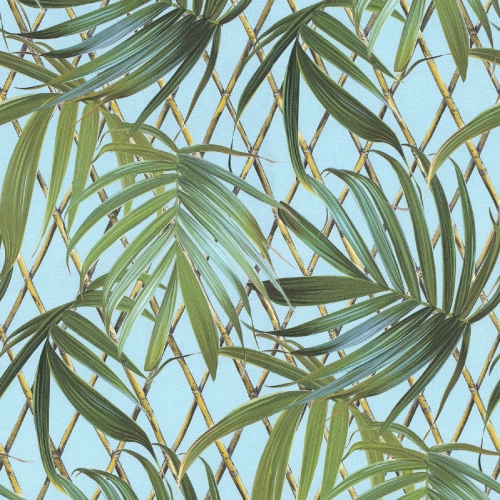 Kék színű levélmintás vlies-vinyl tapéta, Eldorado 15512