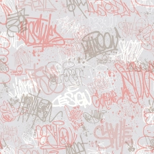 Barna, szürke és rózsaszín grafitti mintás vlies tapéta, Ugepa My Kingdom, M51303