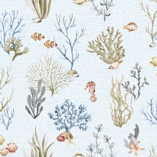 Kék gyerek tapéta tengeri élőlényekkel Coral Blue 53 cm x 10 m